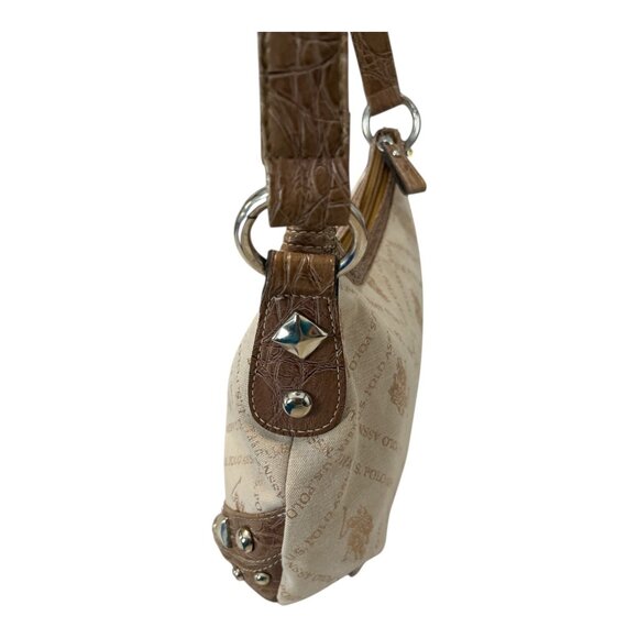 U.S. Polo Assn. Beige Monogram Shoulder Bag with Stud Accents - Picture 4 of 8